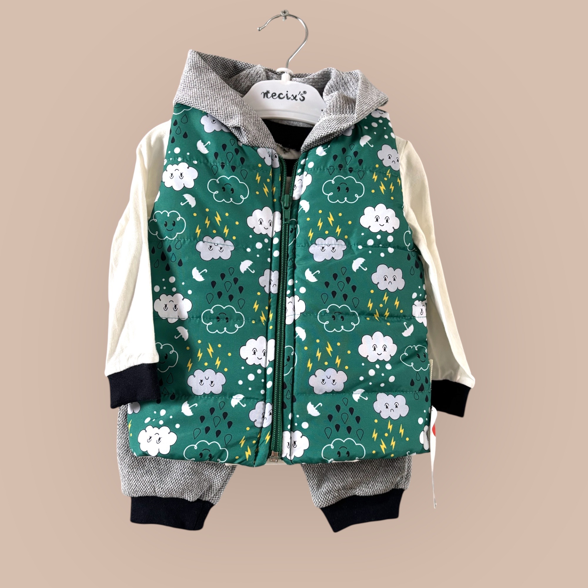 3-delat set ”Moln” grön. - Lukke | Lukke barnkläder
