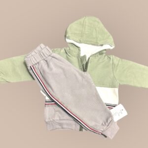 Kol Grön - Baby Huva Tröja och Mjukisbyxor Set